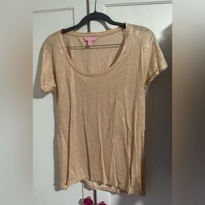 NWOT gold metallic linen Lilly Pulitzer top XS